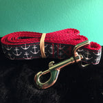 Leash - 1 inch webbing - Anchors on Red / 4 ft - Dog - H2Overboard - 7