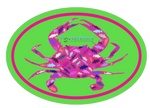 Crab Camo Oval Sticker - Pink Crab - Lime Green/Hot Pink - Stickers - H2Overboard - 3