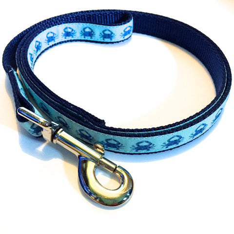 Leash - 3/4 inch webbing - Crabs on Navy / 4 ft - Dog - H2Overboard - 1