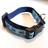 Dog Collar - 3/4" webbing - Small / Crabs on Navy - Dog - H2Overboard - 2