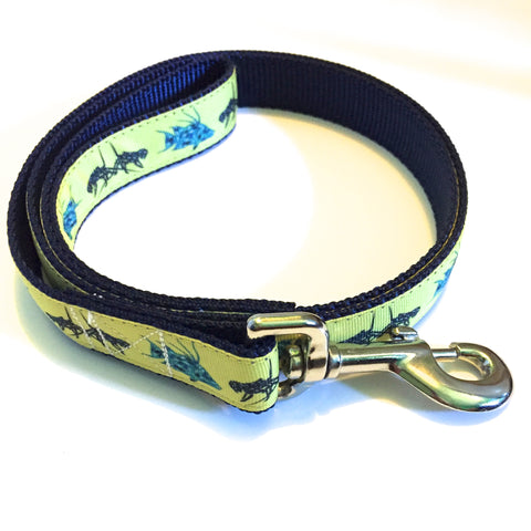 Leash - 1 inch webbing - Lobster and Hogfish on Navy / 4 ft - Dog - H2Overboard - 17