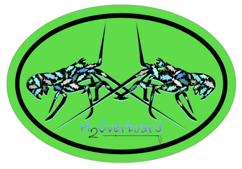 Lobster Camo Oval Sticker - Black Lobster - Lime Green/Black - Stickers - H2Overboard - 2
