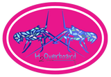 Lobster Camo Oval Sticker - Blue Lobster - Hot Pink/White - Stickers - H2Overboard - 4