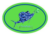 Sailfish Camo Oval Sticker - Lime Green/Blue - Stickers - H2Overboard - 3
