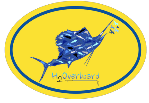 Sailfish Camo Oval Sticker - Yellow/Blue - Stickers - H2Overboard - 2