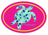 Turtle Camo Oval Sticker - Hot Pink/Yellow - Stickers - H2Overboard - 2