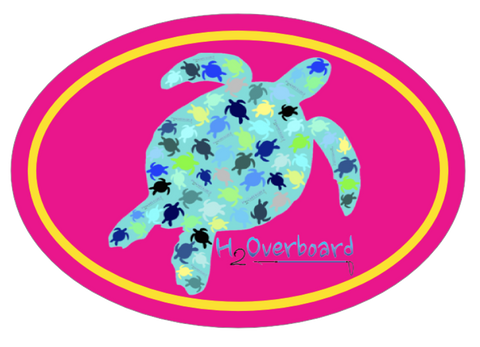 Turtle Camo Oval Sticker - Hot Pink/Yellow - Stickers - H2Overboard - 2